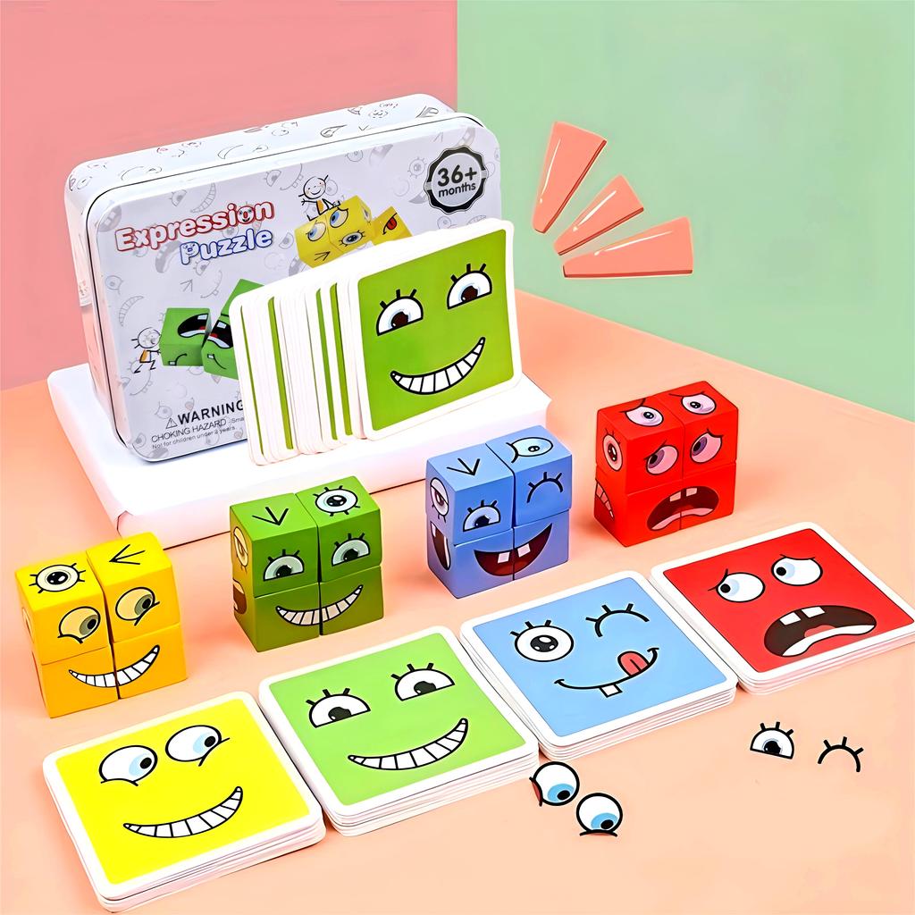 Youngsters's Wooden Four Person Battle, Face Changing Facial Expressions, Magic Cube Building Blocks, Wooden Interactive Games, Parties, Competitions