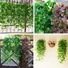 3PCS Perilla Leaves Artificial Hanging Plants, 3.44ft Fake Hanging Plant, 5 Forked Basil Leaves Fake Ivy Vine Plants Artificial Vines for Wall Indoor