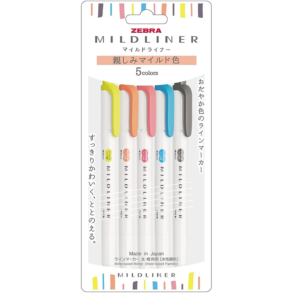 WKT7-N-5C-N Zebra Highlighter Mild Liner, Friendly, Mild Color, N5 Colors