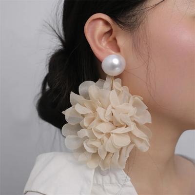 Elegant Exaggerated Flower Dangle Earrings for Women Girls Party Wedding Jewelry Fashion Accessory