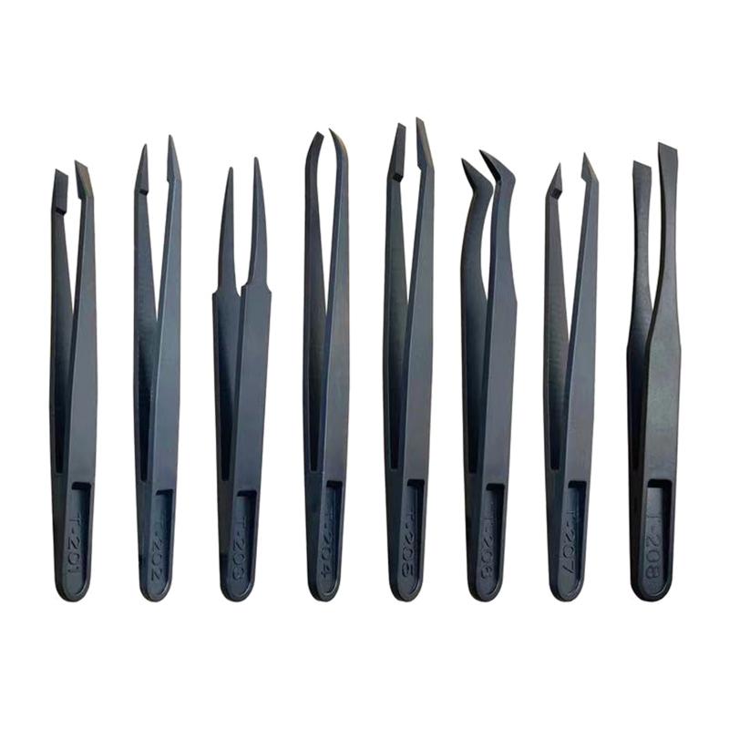

Precision Tweezers Set Anti-static Tweezers Plastic Carbon Fiber Industrial for Electronics Jewelry Making Repairing 1