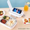 white 3-compartment stainless steel car lunchbox
