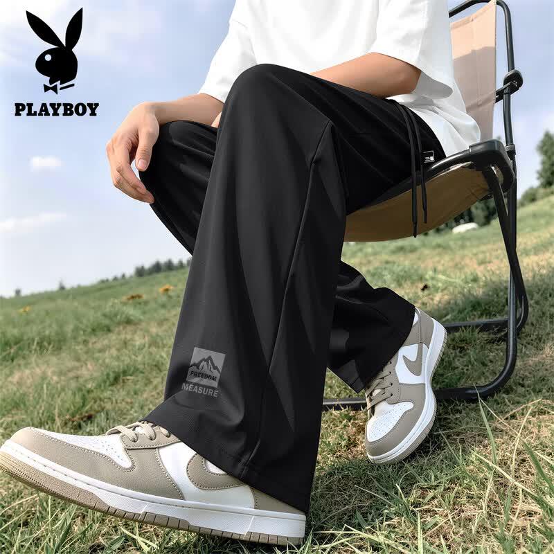 PLAYBOY Men's 2026 Summer Ice Silk Quick-Dry Straight-Leg Pants