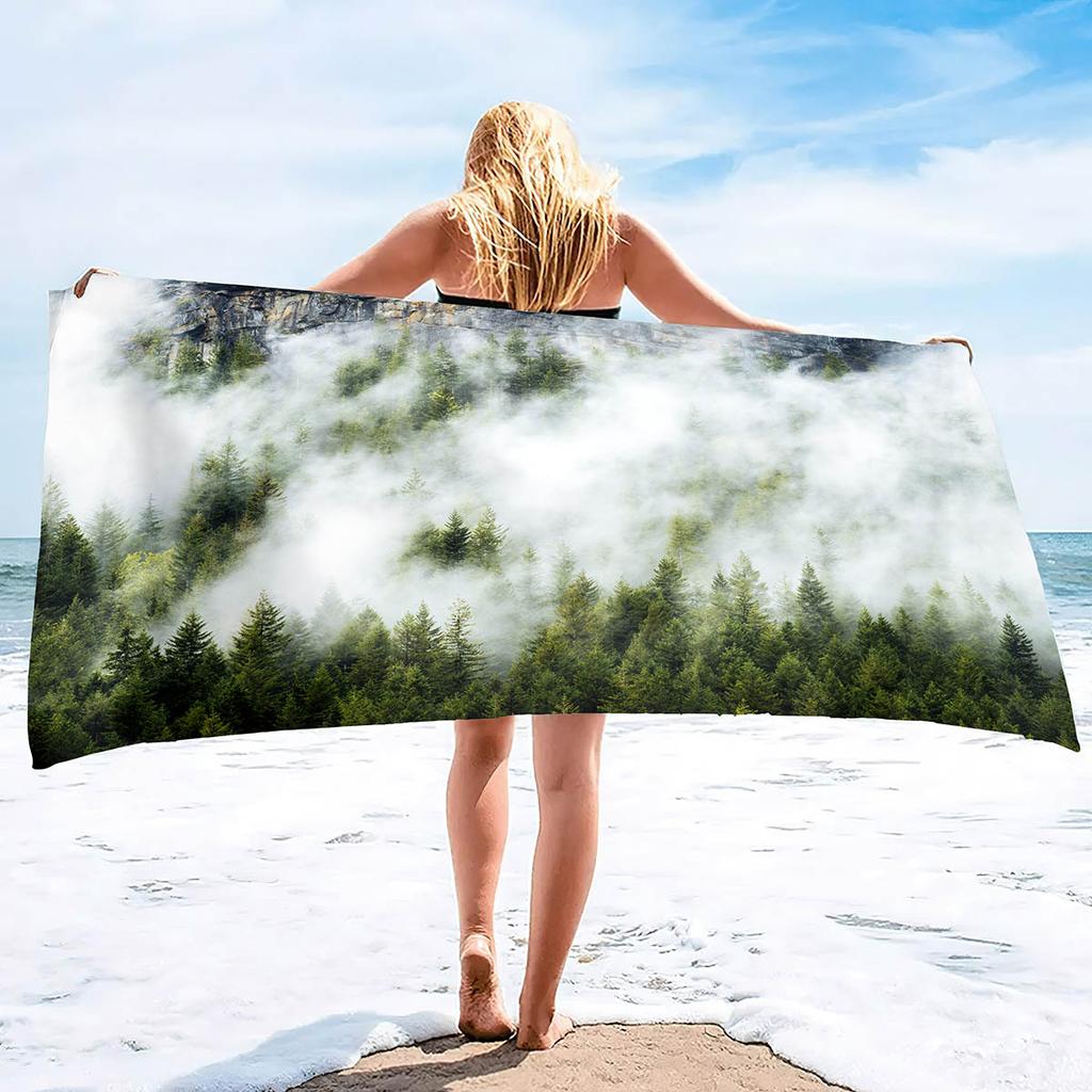 Forest Pattern Printing Series Seaside Vacation Beach Towel Swimming Bath Towel Sports Towel