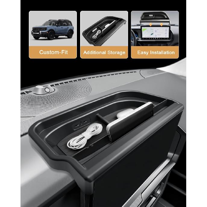 2025 Bronco Sport Dash Console Organizer - Behind Screen Organizer for 2025 Ford Bronco Sport Accessories Dashboard Storage Behind Screen Center