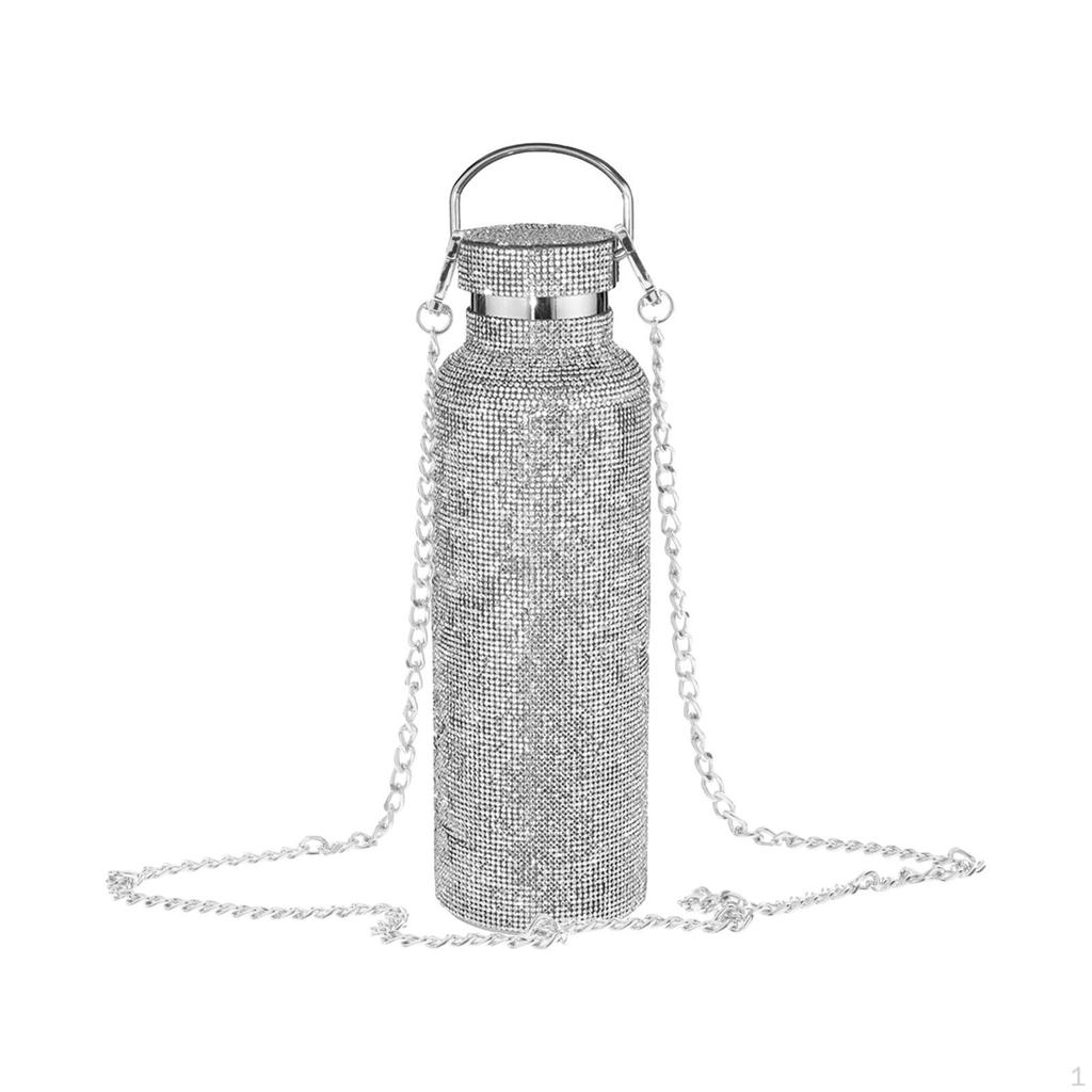 Bottle with Chain 500ml Glitter Vacuum Mug for Travel Drinking Kettle