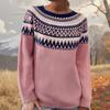 Damesweater, Rund hals, Løs pullover, Langermet strikket genser