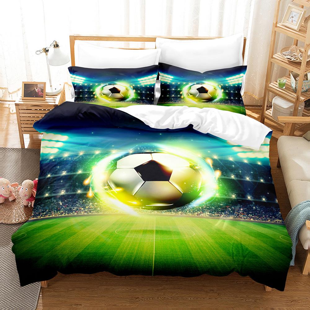 Football Digital Printing Bed Three-Piece Set Supply Home Textile Bed Sheet Kit