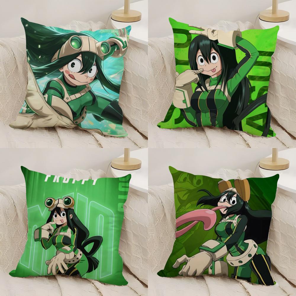 Froppy TTsuyu AAsui Cushion Cover Silky Short Plush DoubleSided Printed Pillow Case for Sofa All Seasons Home Decor Gift