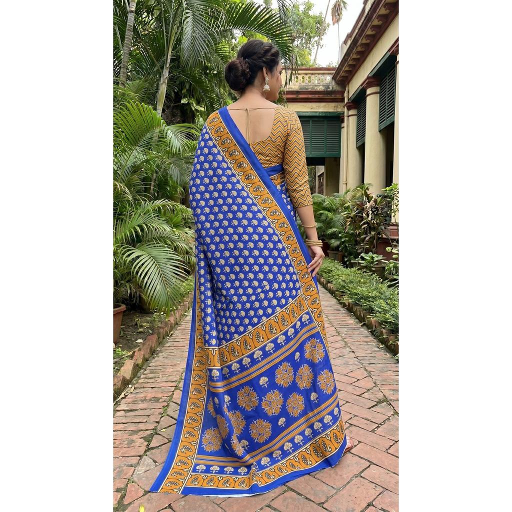 New Launch Beautiful Bagru Printed Saree Collection