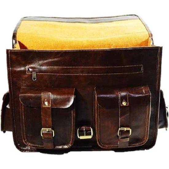 16 inch Leather Messenger Bag Brown Vintage Satchel Genuine Laptop Computer Office Shoulder Handmade Briefcase for Men