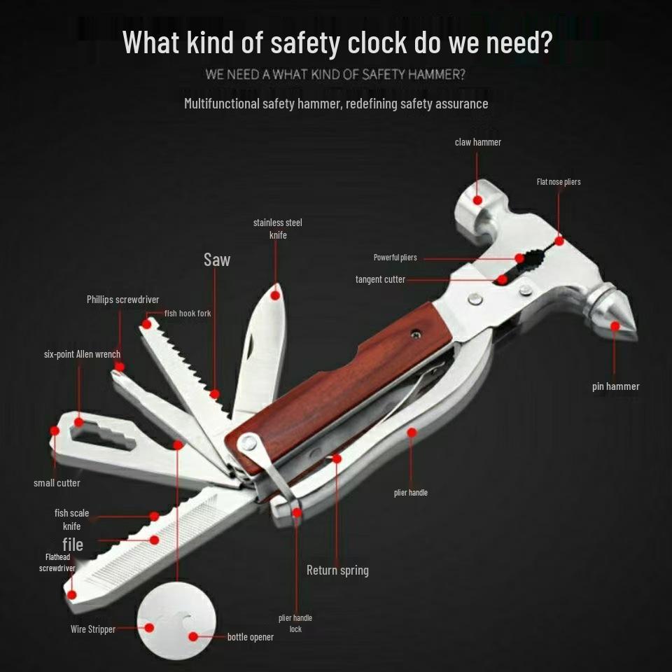 Multifunctional Car Safety Hammer: Emergency Escape Tool, Window Breaker, and Firefighting Aid