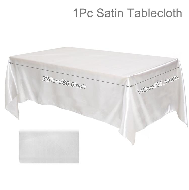 Satin Tablecloth For Wedding 145x220cm Bright Smooth Silk Table Cover for Wedding Banquet Anniversary Dining Table Decor