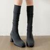 Fashion Pearl Women High Boots Knitting Knee High Heels Sock Boots Elegant 2025 Trend New Shoes Fashion Winter Party Sexy Chunky Pumps