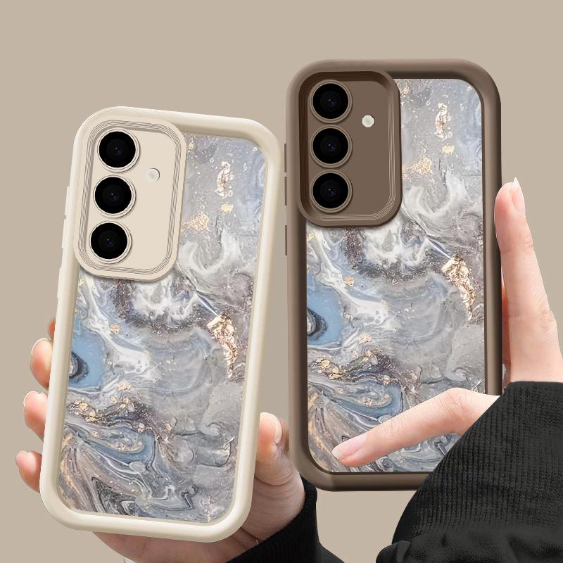 Sea Wave Pattern Shockproof Case For Samsung S24 FE S23 Ultra S22 S21 A16 A55 A15 A35 A54 A25 A34 A14 TPU Lens Protection Soft Matte Phone Cover