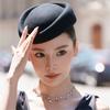 Classic Hepburn Style Felt Hat for Women Elegant Vintage Fashion Headwear Breathable Lightweight Design