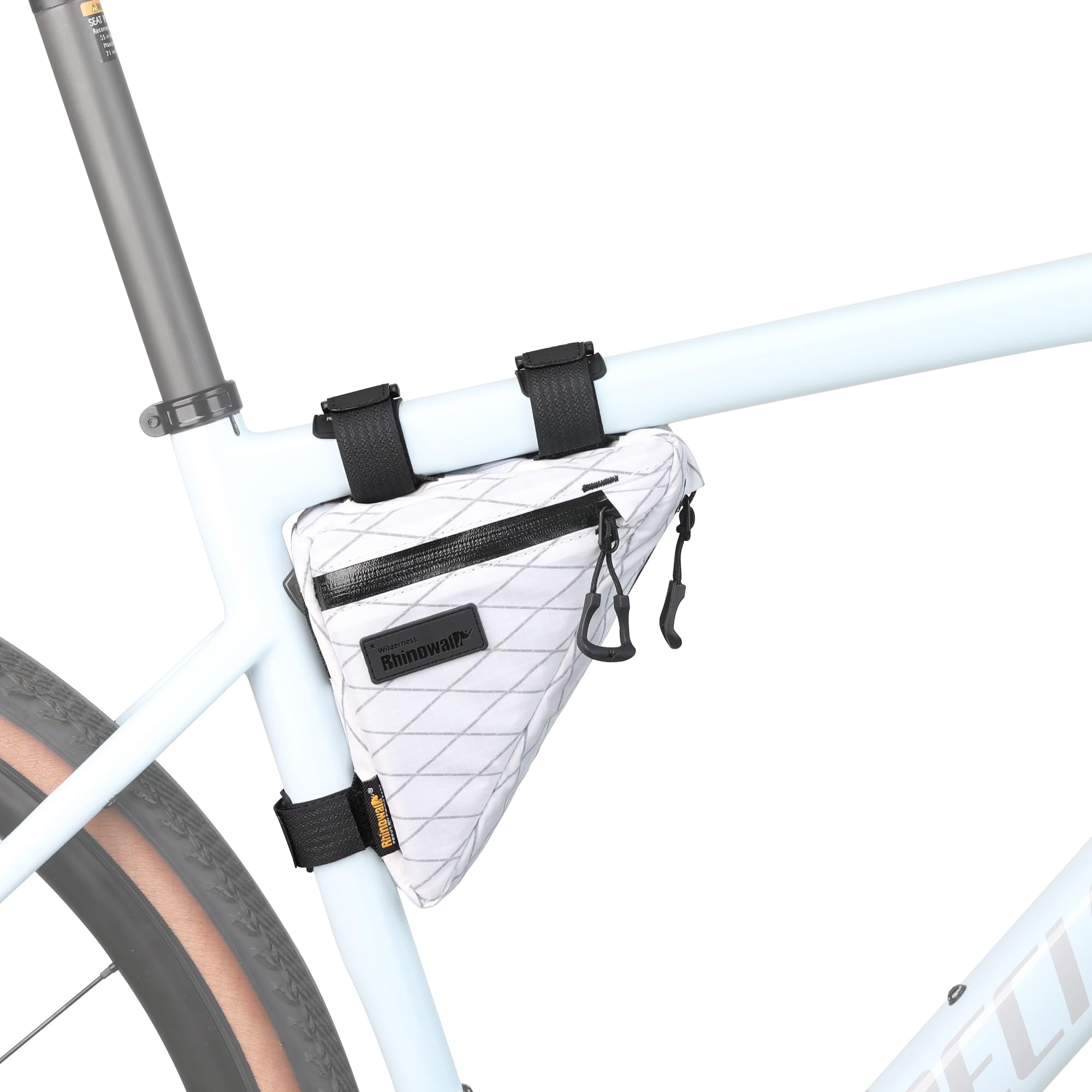 

Rhinowalk 0.9L Waterproof Triangle Frame Bag - Professional Cycling Accessory for Road & Mountain Bikes - White (Small)