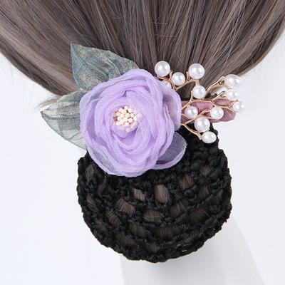 Bun Snood Flower Snood Spring Clip Korean Style Rose Lace Hair Net Pearls Crochet Bun Net  Bank