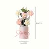 1PC handmade crochet bouquet with pink vase, including crocheted flower fabric wrapping paper and ribbon - carefully woven cotton thread