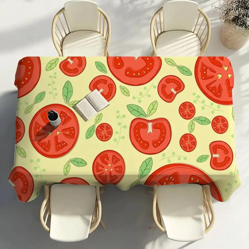 1 ST Tomaat Fruit Tafelkleed Feest Decor Eetkamer Huis Keuken Terrassen Waterdicht Vlekbestendig Tafelkleed 140x180cm