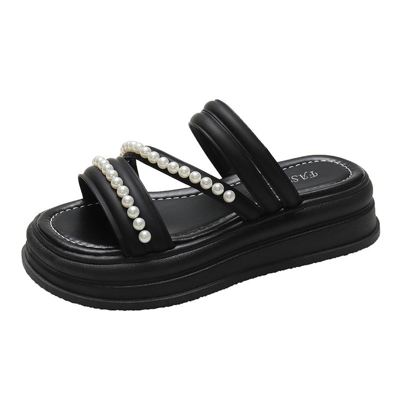 

Большие размеры сандалии тапочки женские летние толстые тапочки женские фея жемчуг можно носить два сандалии женские модные женские летние дышащие туфли 42