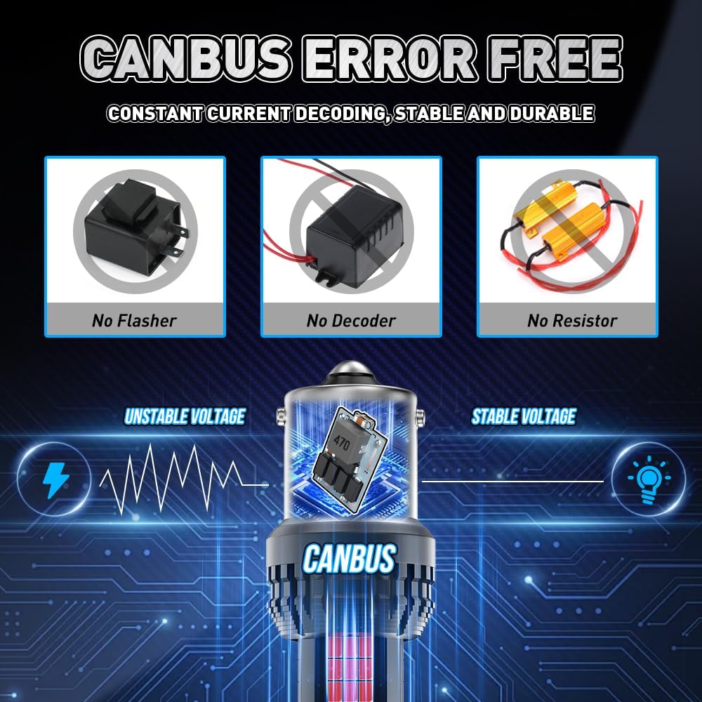 1157 BAY15D LED Bulbs, Upgrade Red P21/5W LED Built in Resistor CANBUS Error Free Anti Hyper Flash 1157 1157A LED Bulb with Projector Replacement for