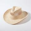 Europäischer Stil Sommer Raffia Panama Hut für Damen, Strandurlaub Sonnenschutzmütze, Mode Cowboy Strohhut
