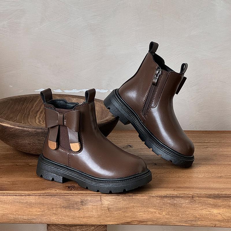 

Children Casual Boots for Girls Autumn Winter Korean Style Soft Bottom Anti-slippery Versatile Princess Shoes 26 коричневый
