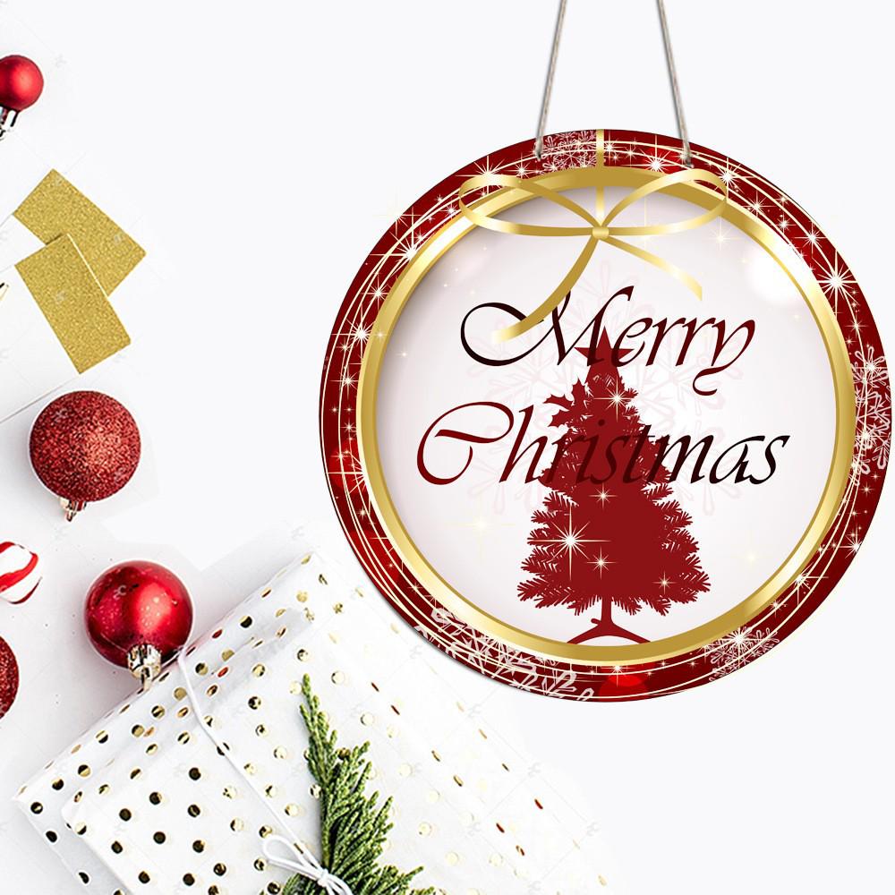Christmas Wooden Welcome Sign: Round Hanging Door Plate and Wall Decoration for Festive Atmosphere