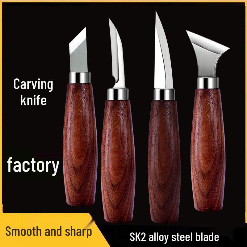 Set de cuțite pentru sculptură în lemn realizat manual: Cuțit curbat pentru cioplit și unealtă pentru scobit linguri pentru DIY