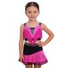 Kinder Mädchen Farbblock Latin Dance Crop Top Breite Schulterträger Quasten Strasssteine mit elastischem Bund Rock für Tango Rumba Gesellschaftstanz Performance
