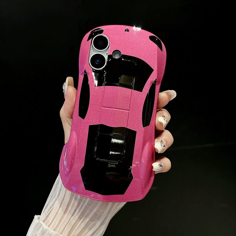 

Роскошный автомобильный дизайн глянцевый чехол для телефона iPhone 16 Pro Max 15 Plus 14 Pro 13 12 11 мягкий силиконовый противоударный тонкий жесткий чехол-бампер для ПК iPhone 14 розовый