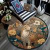 Deer in the Garden Round Area Rug,Carpet Rug for Living Room Bedroom Sofa Playroom Decor,Non-slip Floor Mat