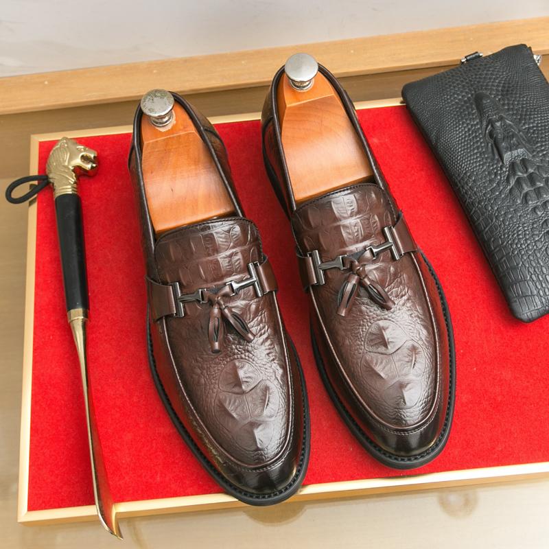 Fashionable Tassel Men's Leather Loafers Branded Business Commuting Leather Shoes High-quality Low Cut Comfortable Casual Shoes
