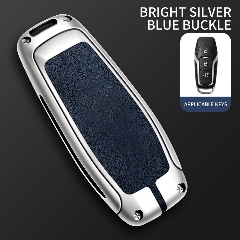 Leather Car Metal Key Case Cover For Ford Focus 3 4 St Mondeo 5 Mk5 Mustang F-150 Explorer Edge Fiesta Kuga Mk3 4 Key Chain