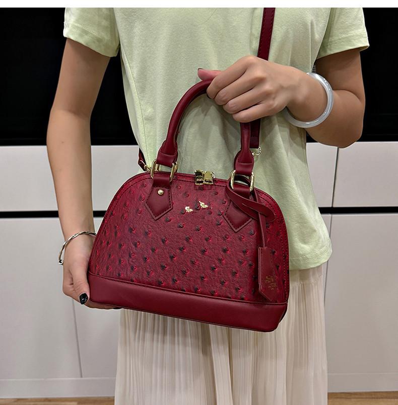 Women's Vintage 2025 Ostrich Pattern Large Capacity Handbag - Single Shoulder/Crossbody