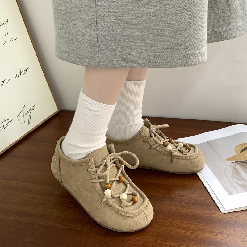 

Children s new versatile kangaroo shoes soft sole lightweight retro college style small leather shoes 35 хаки