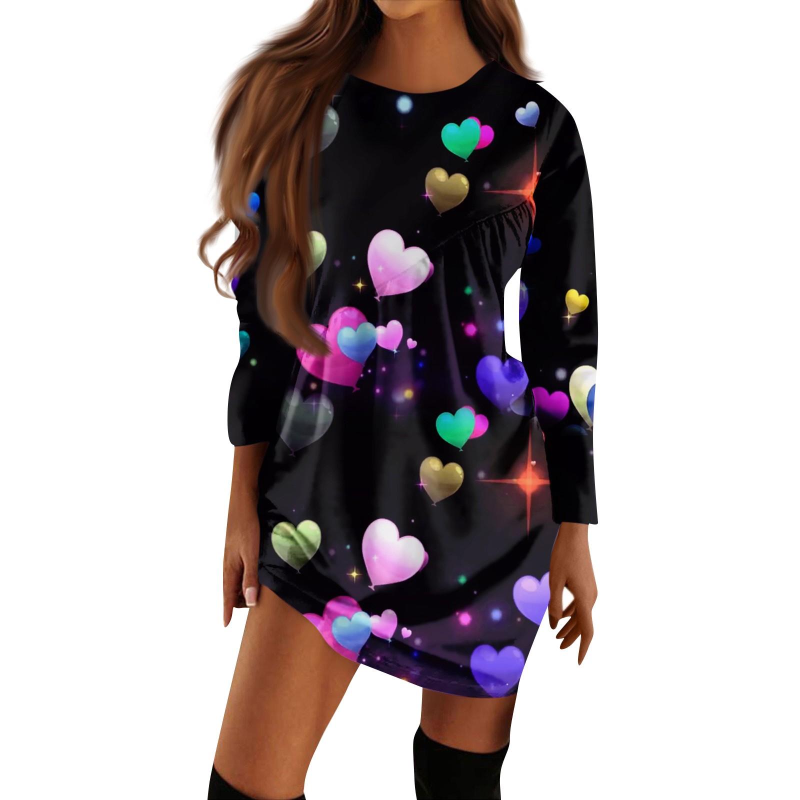 Женское повседневное модное платье-футболка с длинными рукавами и принтом на День святого — фото 7