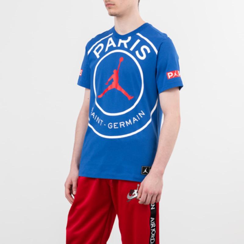 Jordan SS20 PSG Logo Tee Men Tops Blue BQ8385-480