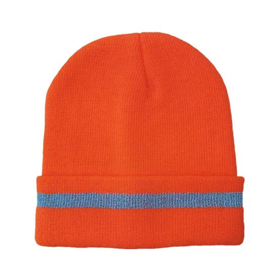 Knitting Hat Reflective Strip Design Warm Unisex Hat Outdoor Windproof Cold Resistance Elastic Hat Headwear