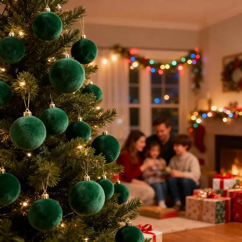 5/10Pcs Velvet Christmas Ball Ornaments Red White Xmas Tree Hanging Pendants Diy Home Party Christmas Decoration Year Gifts