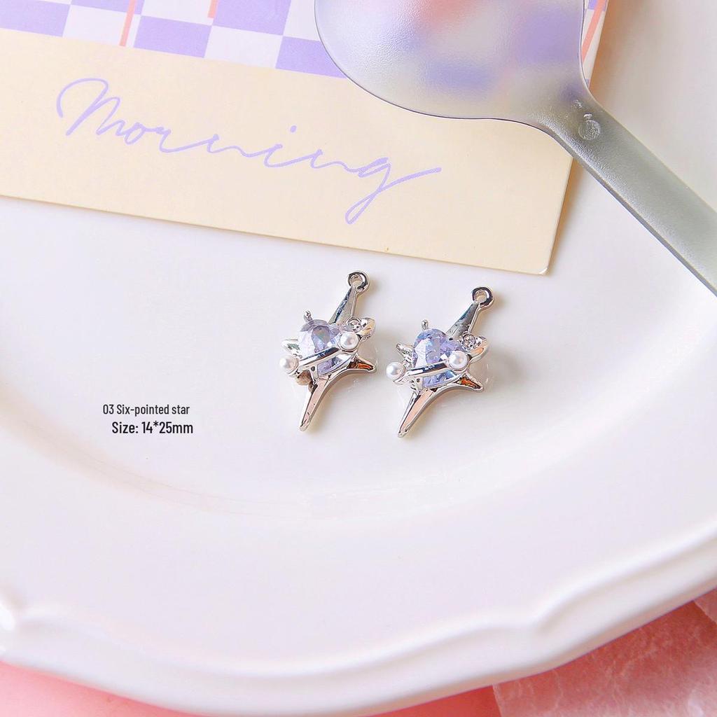 Silver Heart Moon Bow Pendant for DIY Jewelry