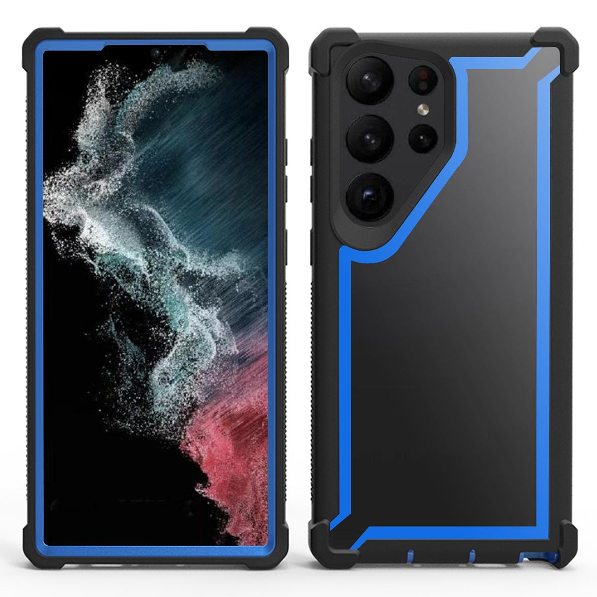 

For Samsung Galaxy S24 Ultra Case Reinforced Corner Design TPU+PC Shockproof Phone Cover Black/Blue