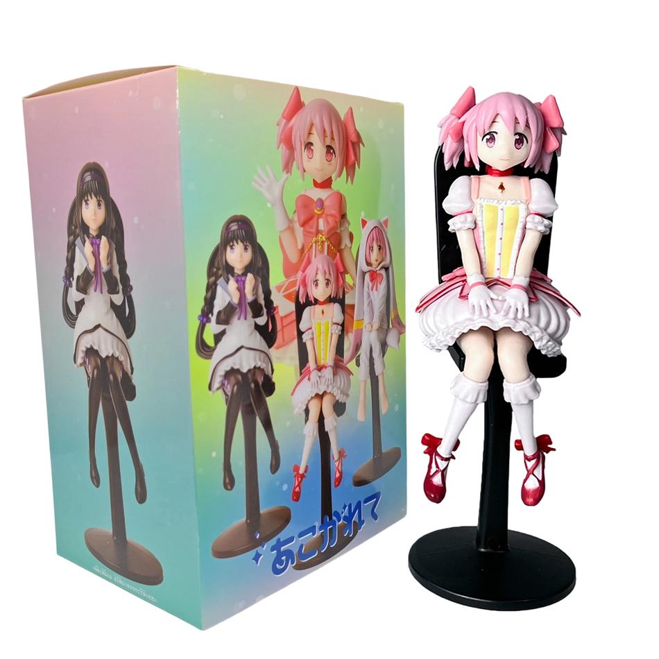 Puella Magi Madoka Magica Personnage d'Anime Akemi Homura/Madoka Posture assise Figurines PVC Modèle de Collection Cadeau pour les fans d'Anime