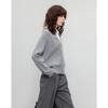 Demana Women's Spliced Color-Block Lapel Knit Sweater