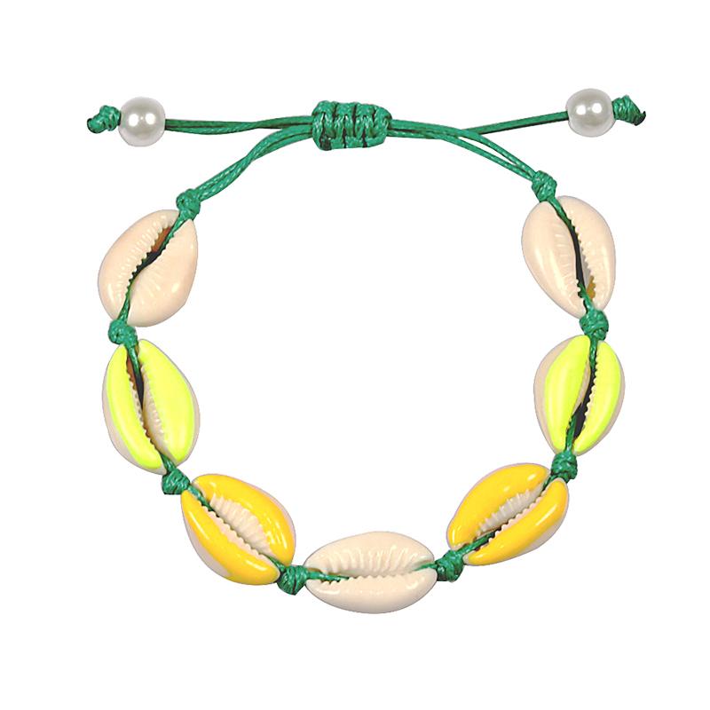 Colorful Printed Shell Bracelet for Women Bohemian Conch Braided Ankle Chain Bangle Adjustable Girls Summer Holiday Jewelry Gift