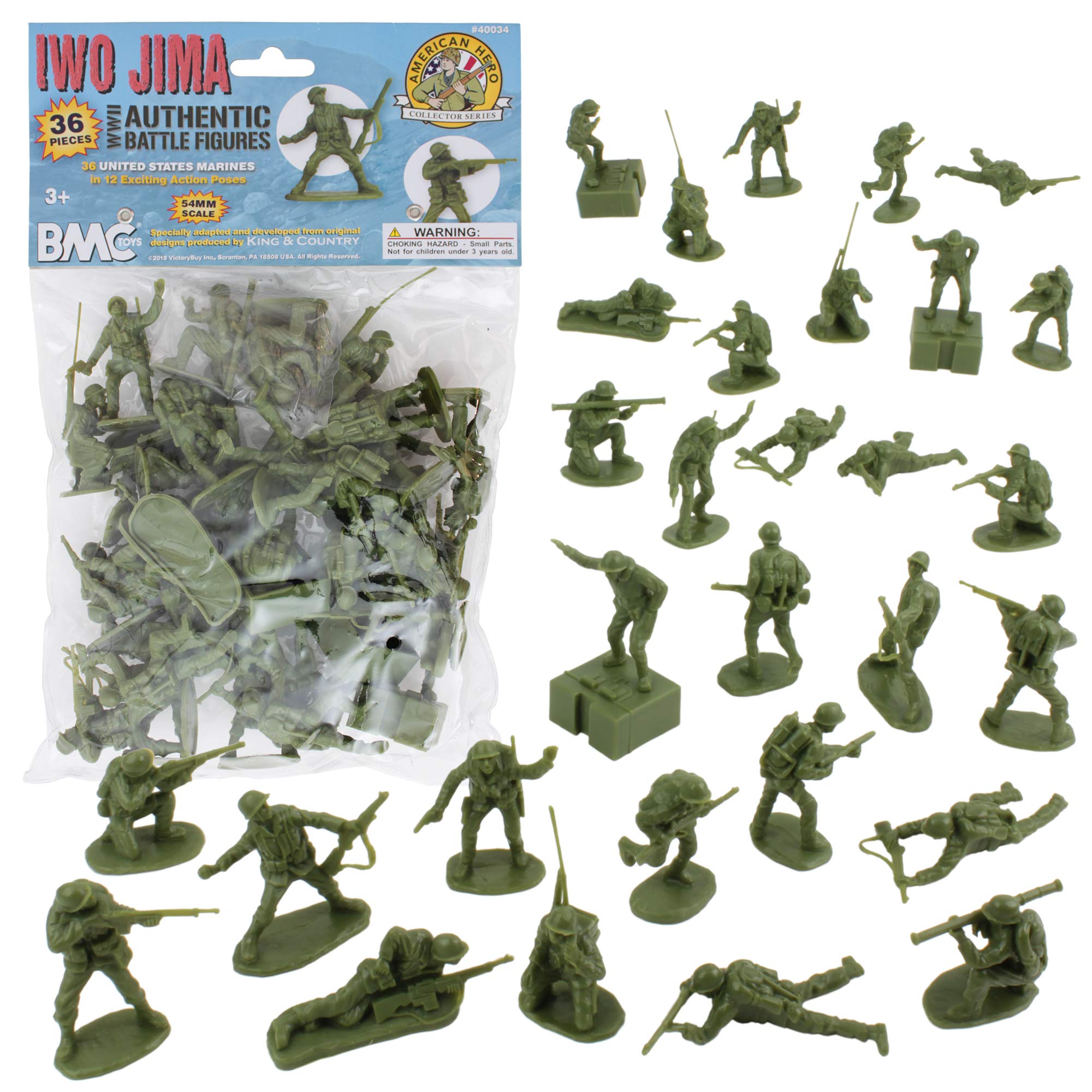 BMC WW2 Iwo Jima US Marines Plastic Army Men 36 American Soldier Figures