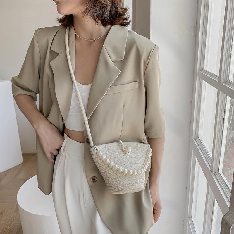 Korean Style 2025 Women's Straw Woven Bucket Bag - Fashionable and Unique Crossbody Shoulder Bag