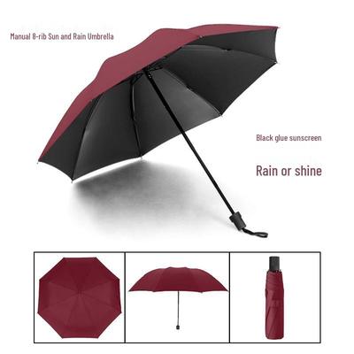 8-Rib Manual Folding Umbrella with UV Protection for Rain or Shine.