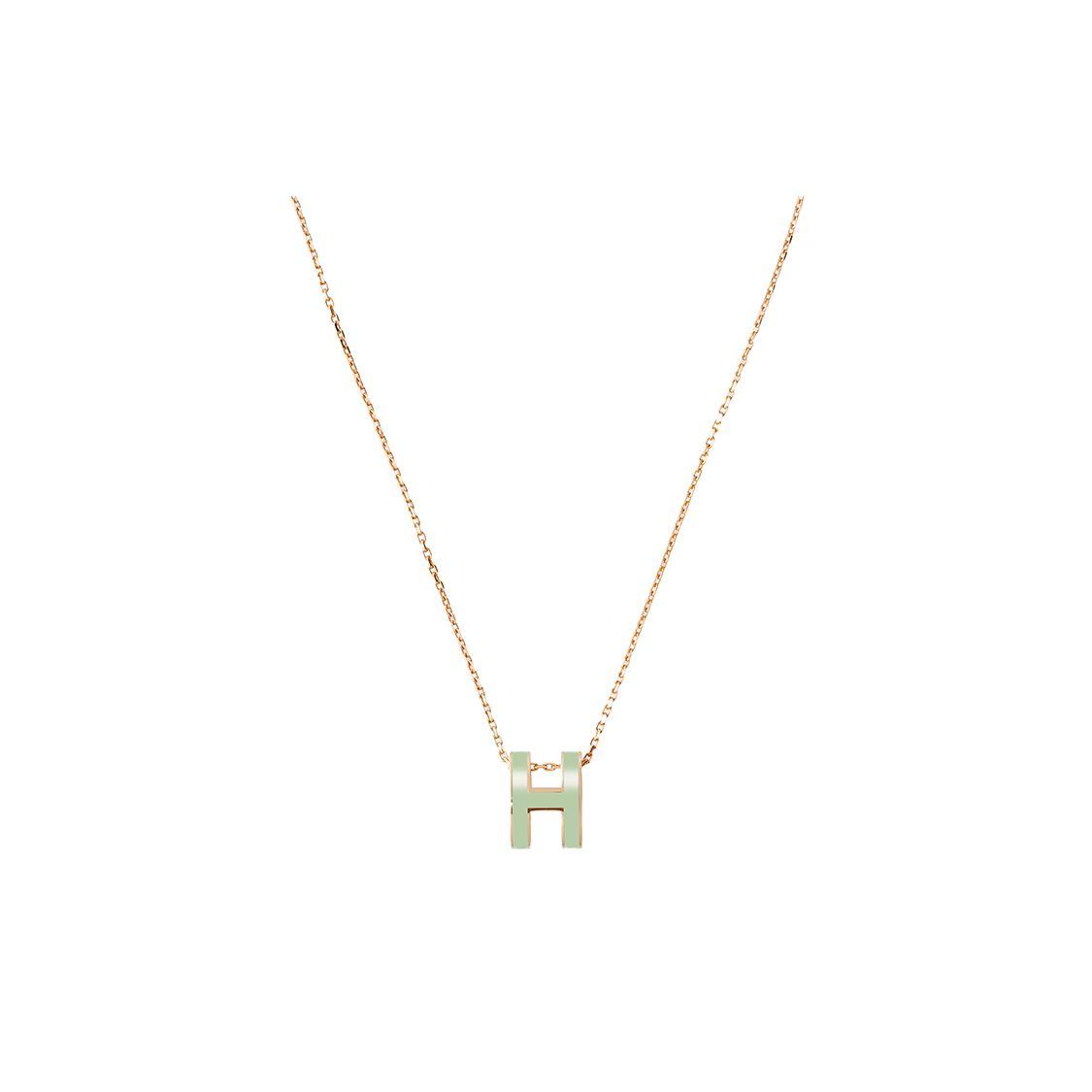 

Hermes Pop H Series Pendant Bubble Green Metal Necklace Women necklace Rose-Gold H147991FO17 Box+Shopping Bag